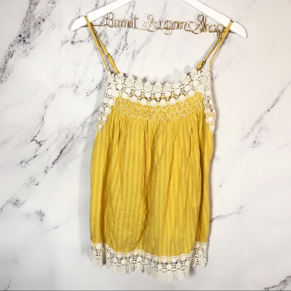 Chelsea & Violet Tops - Chelsea & Violet || NWT Yellow lace tank top